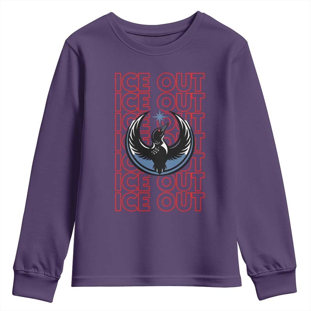 ICE Out Youth Sweatshirt Minneapolis Resist Anti ICE Immigration Protest TS14 Purple Print Your Wear