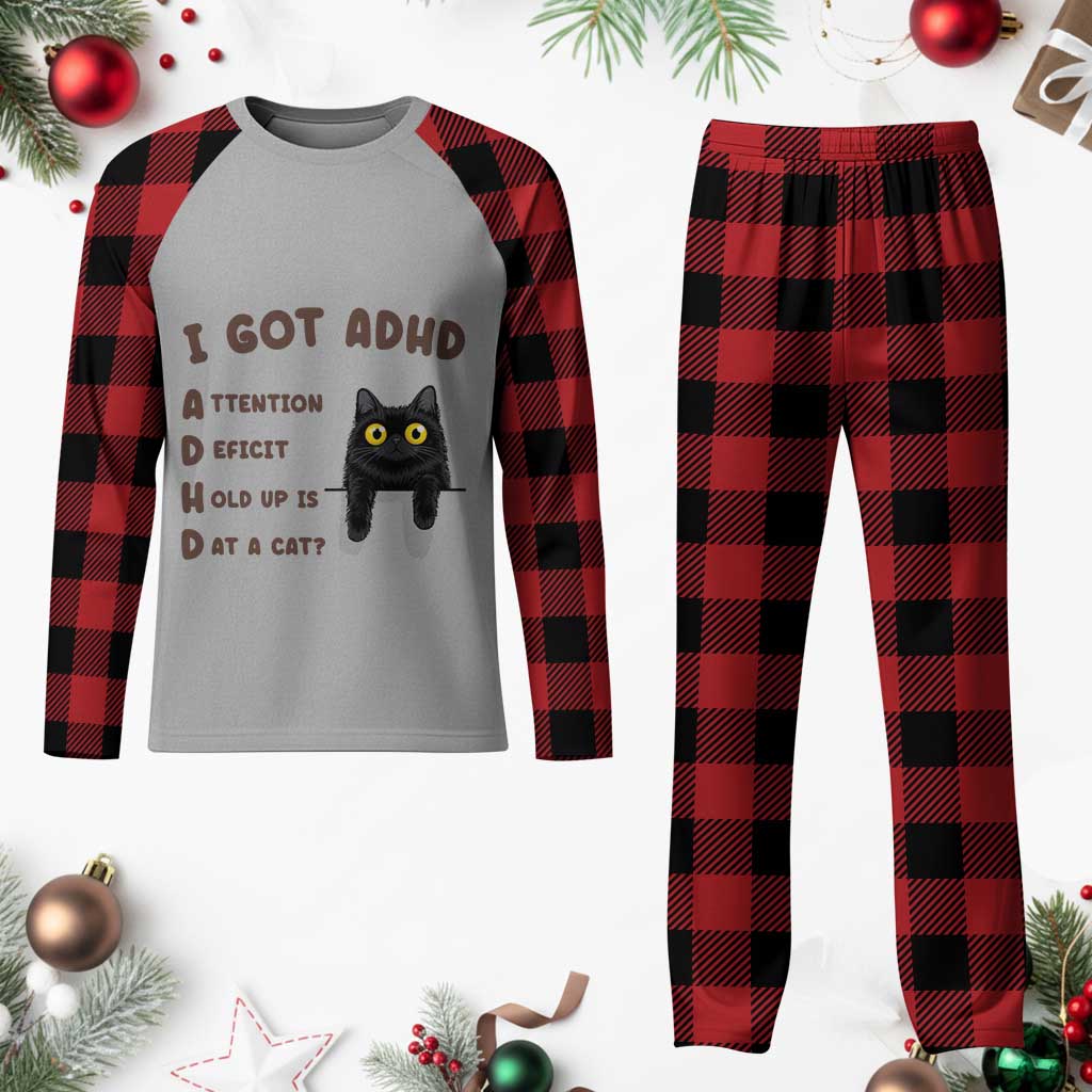 I Got ADHD is that A Cat Plaid Pajama Set Funny Cat Lover TS14 Buffalo Plaid Print Your Wear