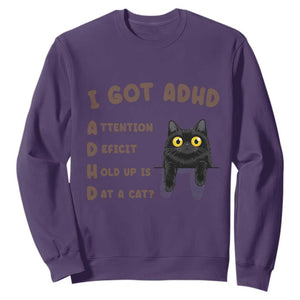 I Got ADHD is that A Cat Sweatshirt Funny Cat Lover TS14 Purple Print Your Wear