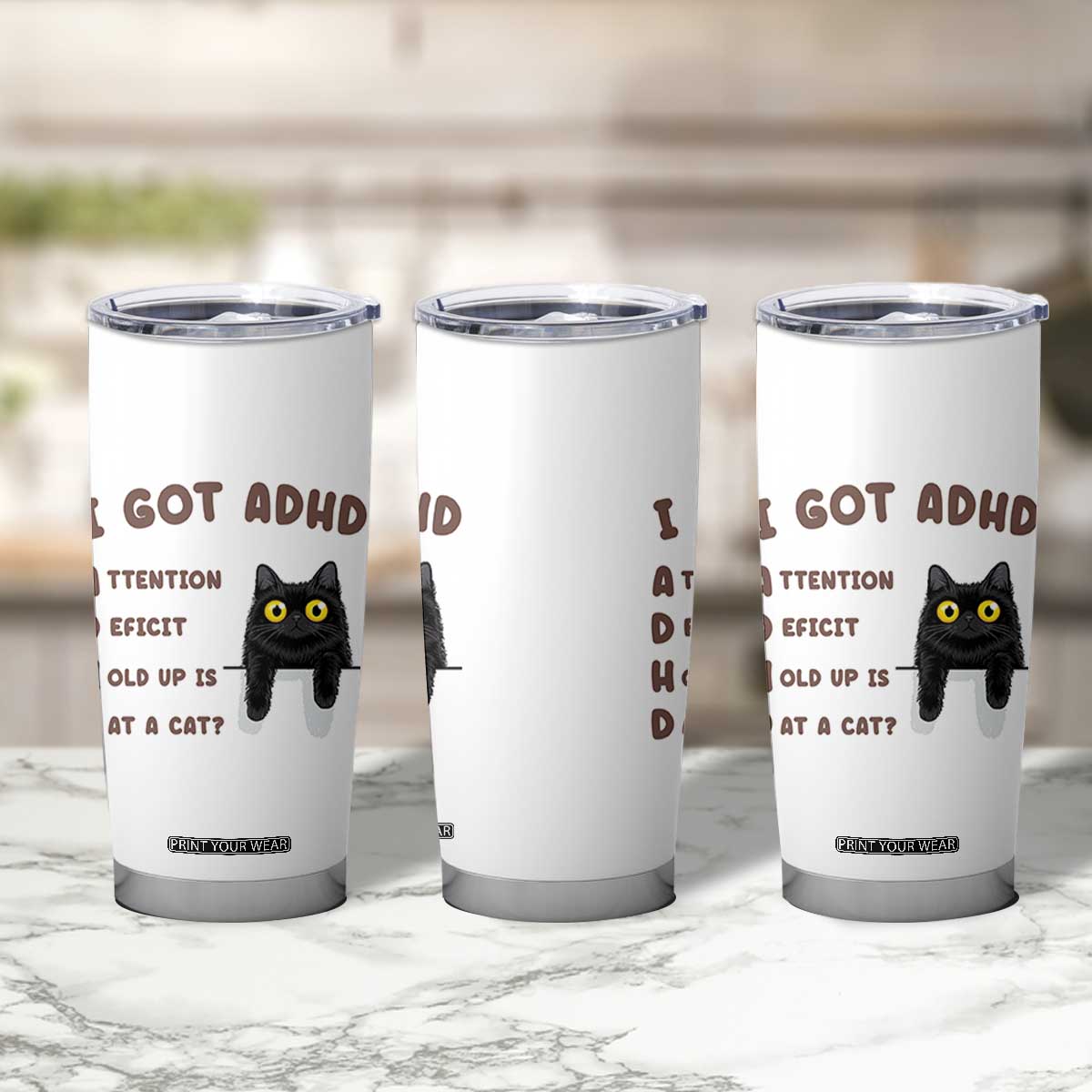 I Got ADHD is that A Cat Tumbler Cup Funny Cat Lover TS14 Print Your Wear