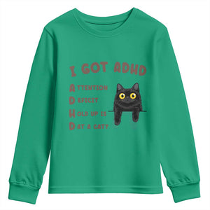 I Got ADHD is that A Cat Youth Sweatshirt Funny Cat Lover TS14 Irish Green Print Your Wear