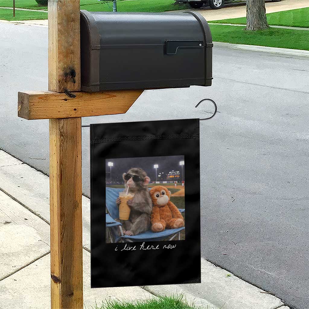 Funny Punch Monkey Baseball Garden Flag I Live Here Now Ballpark Graphic TS14 Print Your Wear
