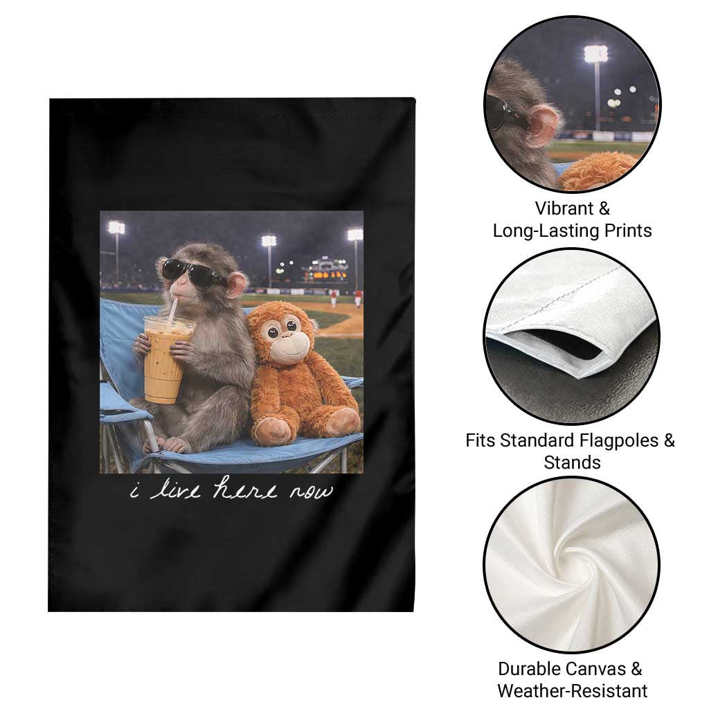 Funny Punch Monkey Baseball Garden Flag I Live Here Now Ballpark Graphic TS14 Print Your Wear