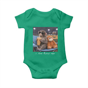 Funny Punch Monkey Baseball Baby Onesie I Live Here Now Ballpark Graphic TS14 Irish Green Print Your Wear