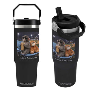 Funny Punch Monkey Baseball Flip Straw Tumbler I Live Here Now Ballpark Graphic TS14 One Size: 30 oz Black Print Your Wear