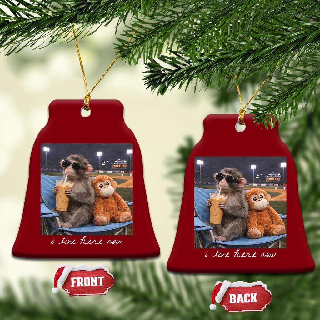 Funny Punch Monkey Baseball Ceramic Ornament I Live Here Now Ballpark Graphic TS14 Print Your Wear