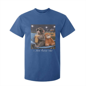 Funny Punch Monkey Baseball T Shirt For Kid I Live Here Now Ballpark Graphic TS14 Royal Blue Print Your Wear
