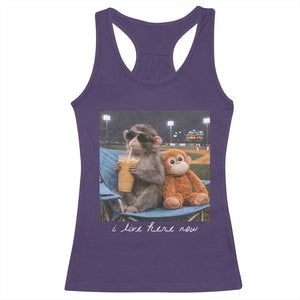 Funny Punch Monkey Baseball Racerback Tank Top I Live Here Now Ballpark Graphic TS14 Purple Print Your Wear