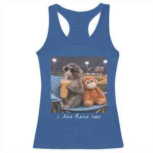 Funny Punch Monkey Baseball Racerback Tank Top I Live Here Now Ballpark Graphic TS14 Royal Blue Print Your Wear