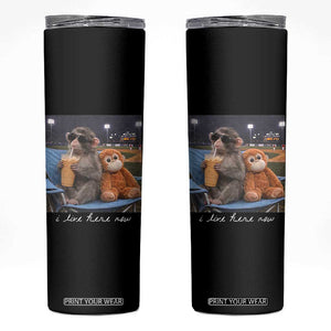 Funny Punch Monkey Baseball Skinny Tumbler I Live Here Now Ballpark Graphic TS14 Black Print Your Wear