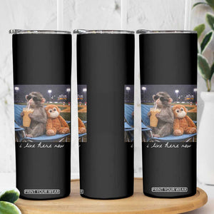Funny Punch Monkey Baseball Skinny Tumbler I Live Here Now Ballpark Graphic TS14 Print Your Wear