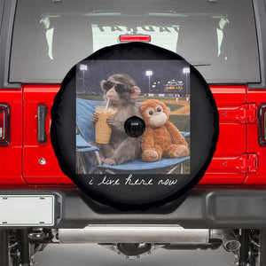 Funny Punch Monkey Baseball Spare Tire Cover I Live Here Now Ballpark Graphic TS14 Black Print Your Wear