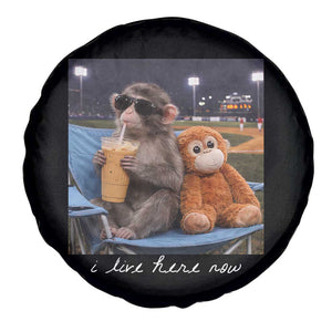 Funny Punch Monkey Baseball Spare Tire Cover I Live Here Now Ballpark Graphic TS14 Print Your Wear