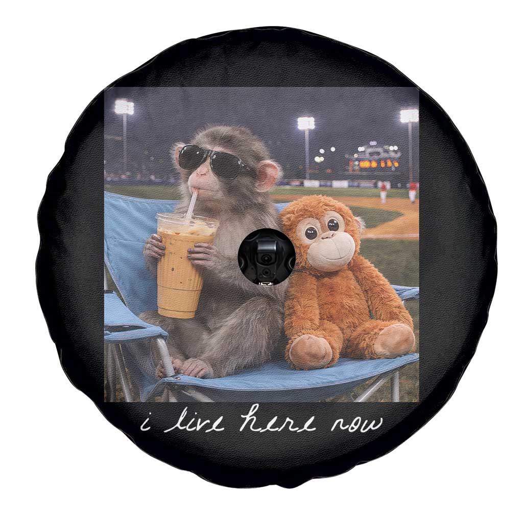 Funny Punch Monkey Baseball Spare Tire Cover I Live Here Now Ballpark Graphic TS14 Print Your Wear