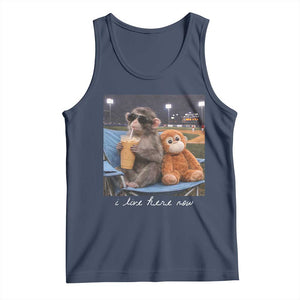 Funny Punch Monkey Baseball Tank Top I Live Here Now Ballpark Graphic TS14 Navy Print Your Wear