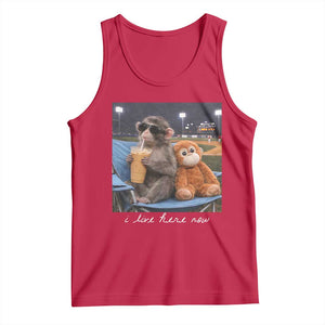 Funny Punch Monkey Baseball Tank Top I Live Here Now Ballpark Graphic TS14 Red Print Your Wear