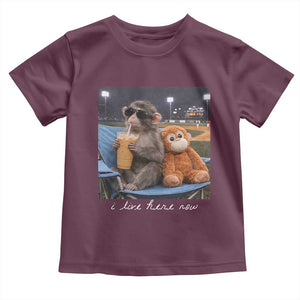 Funny Punch Monkey Baseball Toddler T Shirt I Live Here Now Ballpark Graphic TS14 Maroon Print Your Wear