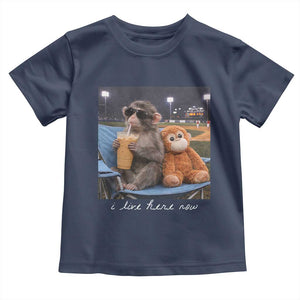 Funny Punch Monkey Baseball Toddler T Shirt I Live Here Now Ballpark Graphic TS14 Navy Print Your Wear