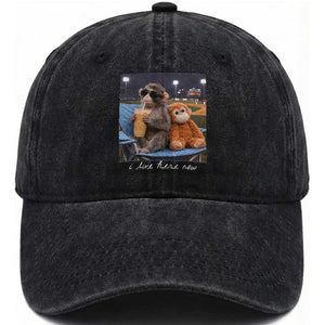 Funny Punch Monkey Baseball Washed Cotton Baseball Cap I Live Here Now Ballpark Graphic TS14 Print Your Wear