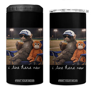 I Live Here Now Punch Monkey 4 in 1 Can Cooler Tumbler Funny Drinking Iced Coffee Baseball Field TS14 One Size: 16 oz Black Print Your Wear