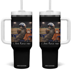 I Live Here Now Punch Monkey Tumbler With Handle Funny Drinking Iced Coffee Baseball Field TS14 One Size: 40 oz Black Print Your Wear
