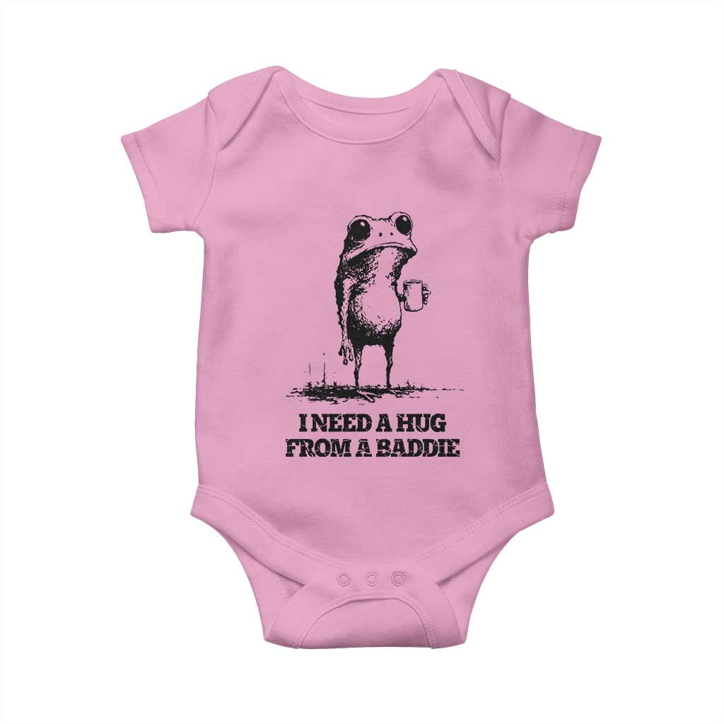 I Need A Hug from A Baddie Baby Onesie Funny Frog Saying Quote TS14 Light Pink Print Your Wear