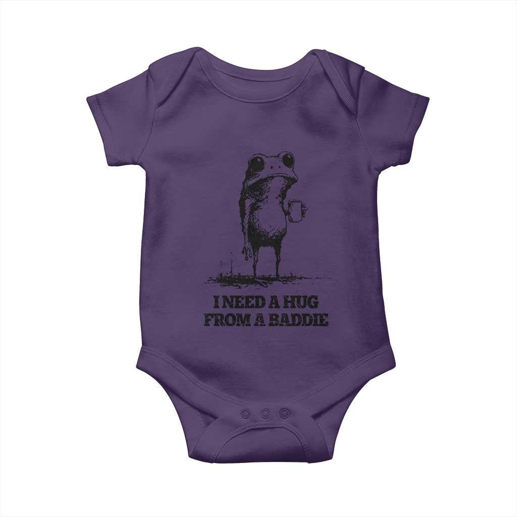 I Need A Hug from A Baddie Baby Onesie Funny Frog Saying Quote TS14 Purple Print Your Wear