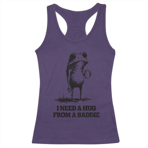I Need A Hug from A Baddie Racerback Tank Top Funny Frog Saying Quote TS14 Purple Print Your Wear