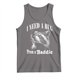 I Need A Hug from A Baddie Tank Top Funny Raccoon Smoking Sarcastic TS14 Deep Heather Print Your Wear