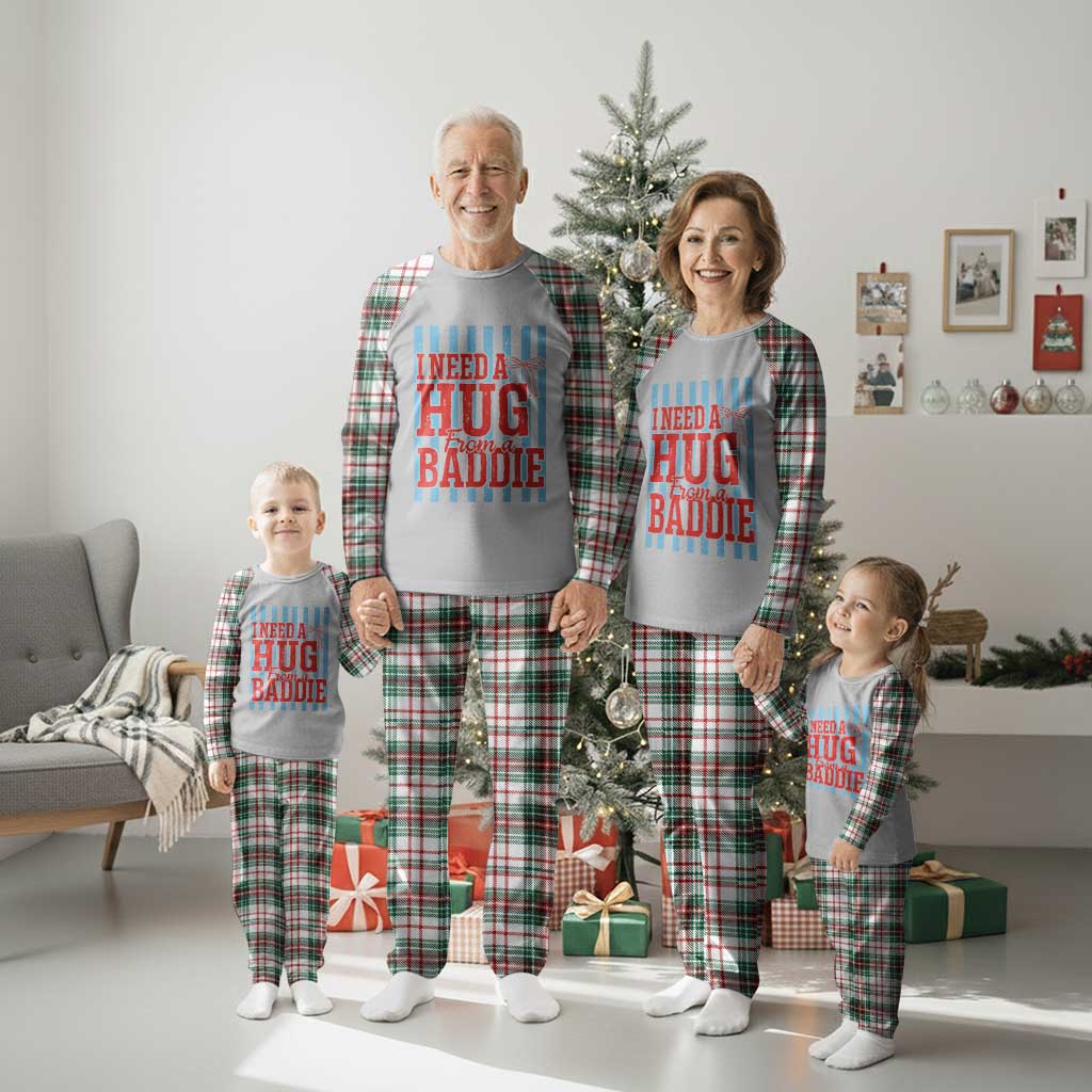 I Need A Hug from A Baddie Plaid Pajama Set Retro Game Day Season Funny Saying Quote TS14 Christmas Plaid Print Your Wear