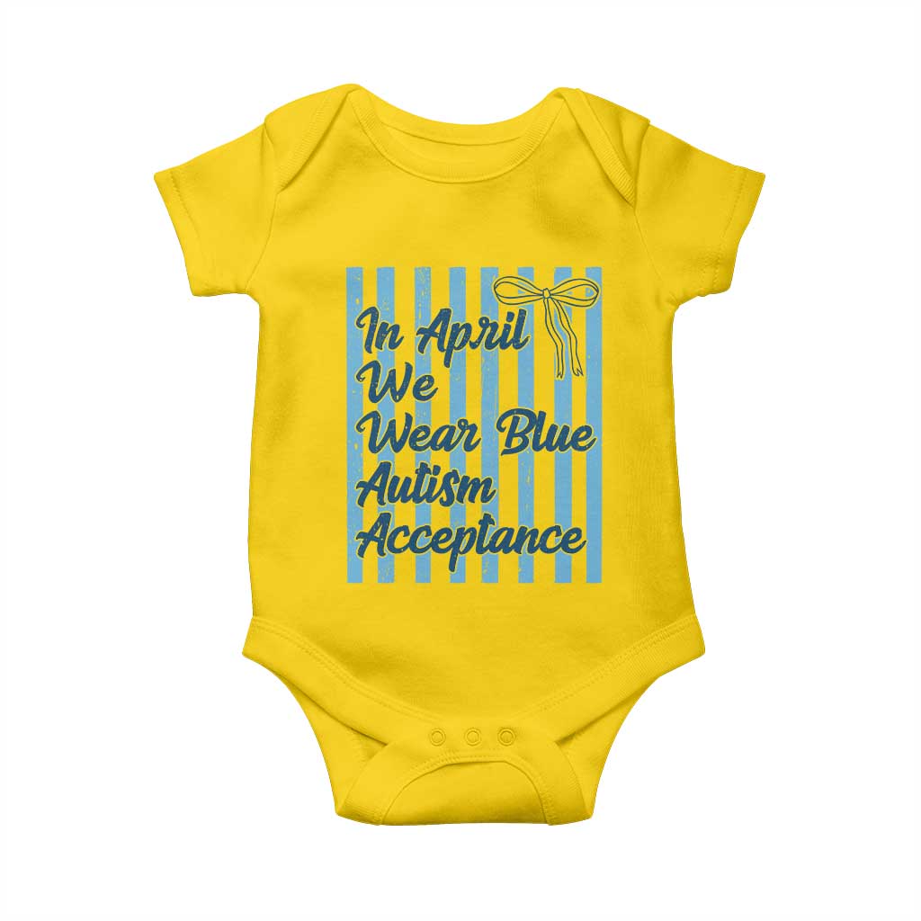 Autism Acceptance Baby Onesie In April We Wear Blue Support Neurodivergent TS14 Daisy Print Your Wear