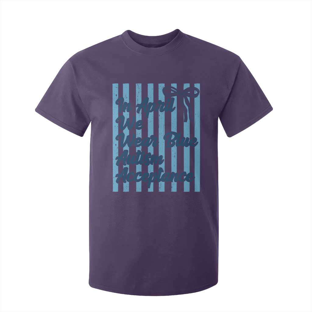 Autism Acceptance T Shirt For Kid In April We Wear Blue Support Neurodivergent TS14 Purple Print Your Wear