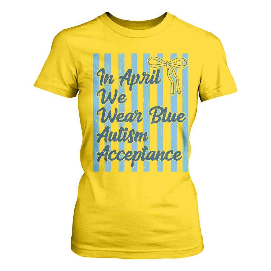 Autism Acceptance T Shirt For Women In April We Wear Blue Support Neurodivergent TS14 Daisy Print Your Wear