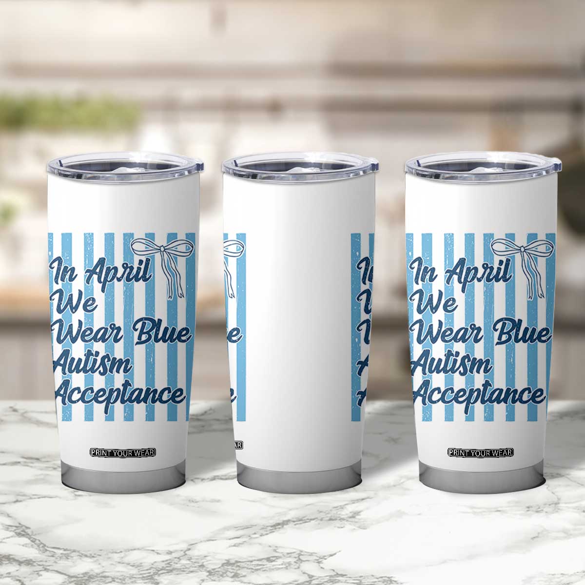 Autism Acceptance Tumbler Cup In April We Wear Blue Support Neurodivergent TS14 Print Your Wear
