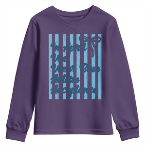 Autism Acceptance Youth Sweatshirt In April We Wear Blue Support Neurodivergent TS14 Purple Print Your Wear