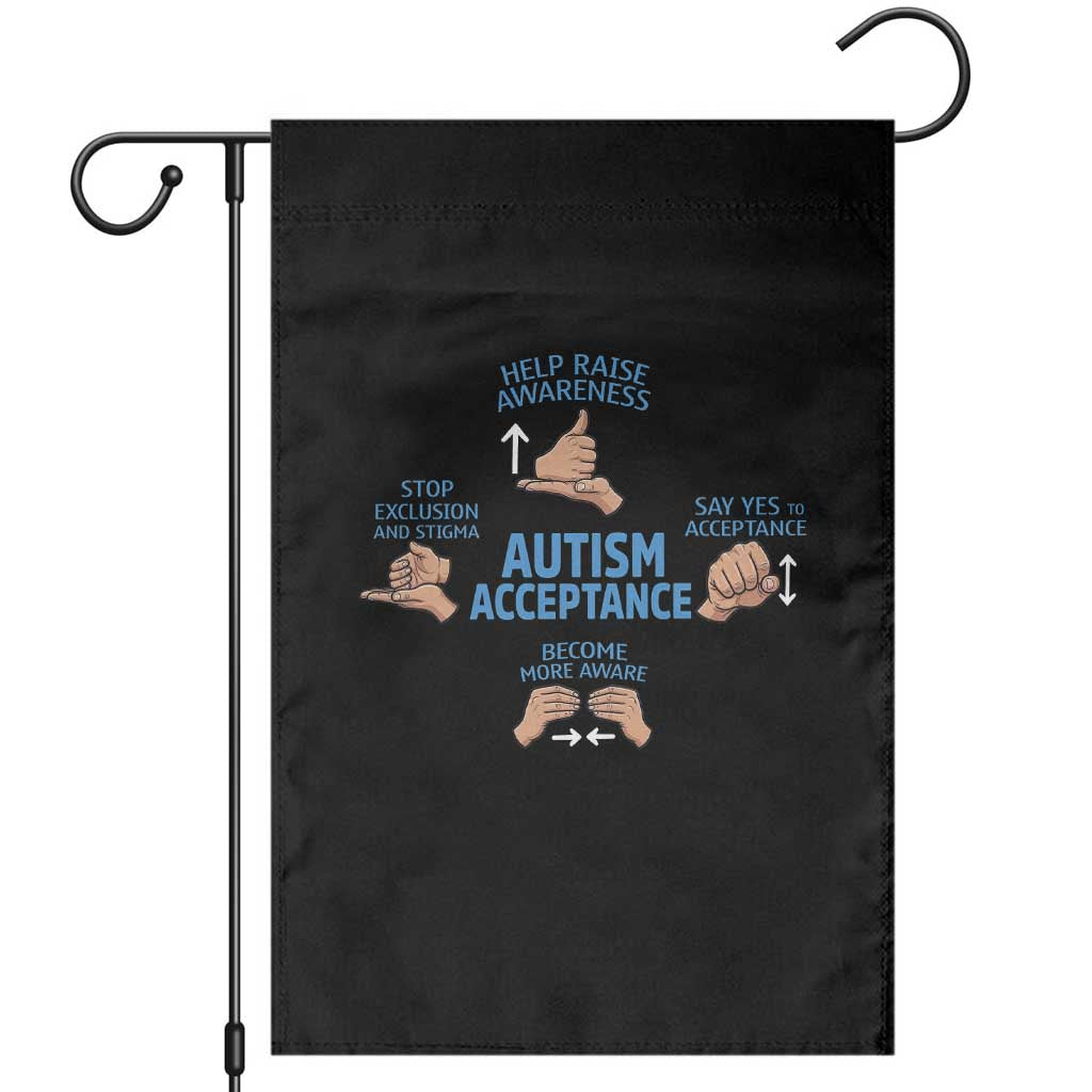 Autism Acceptance Garden Flag Hand Neurodiversity SPED Teacher TS14 Black Print Your Wear