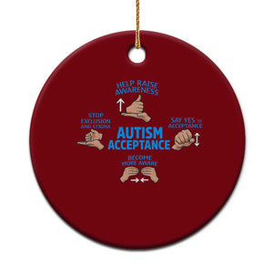 Autism Acceptance Ceramic Ornament Hand Neurodiversity SPED Teacher TS14 1pc Red Print Your Wear