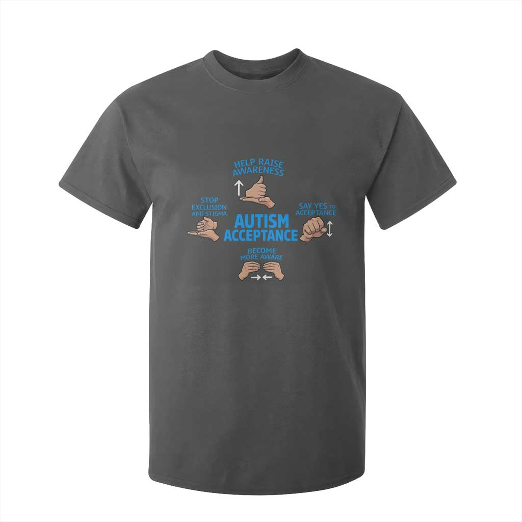 Autism Acceptance T Shirt For Kid Hand Neurodiversity SPED Teacher TS14 Dark Heather Print Your Wear