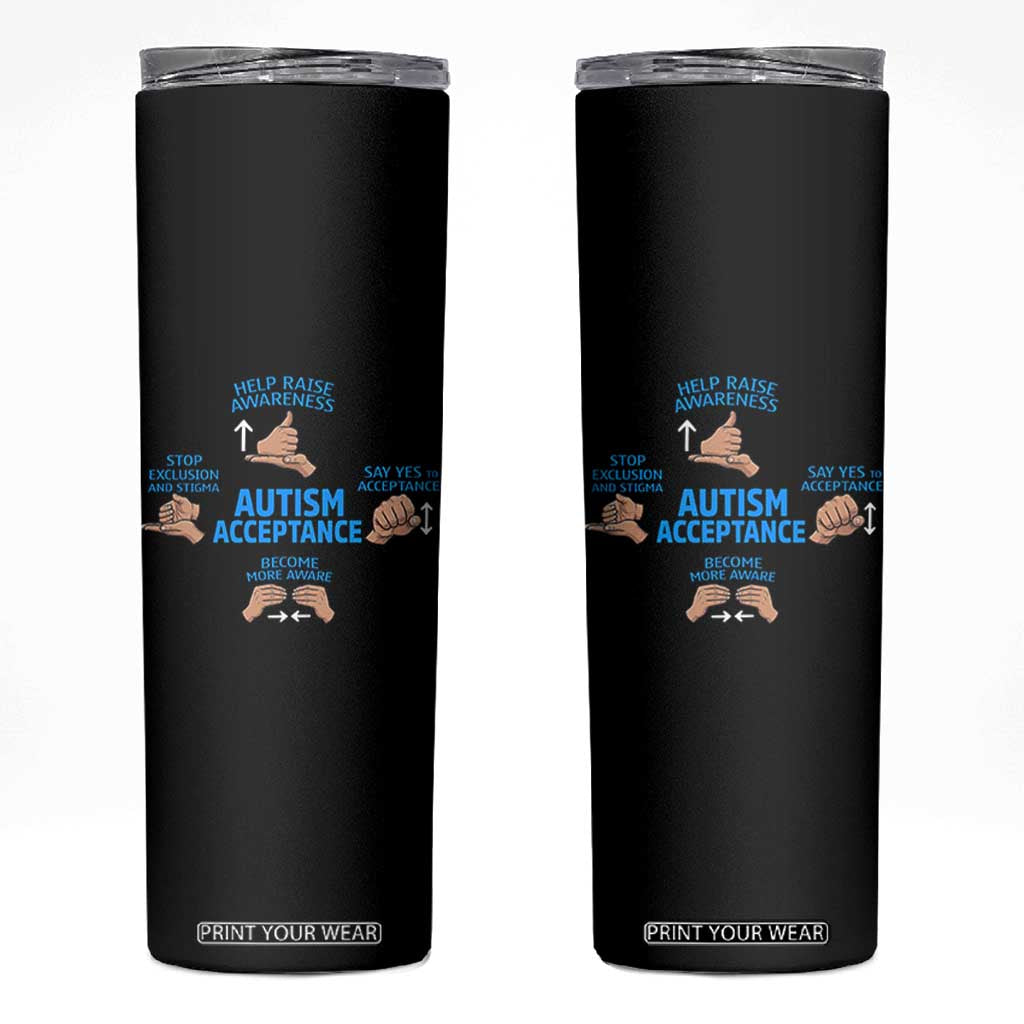 Autism Acceptance Skinny Tumbler Hand Neurodiversity SPED Teacher TS14 Black Print Your Wear