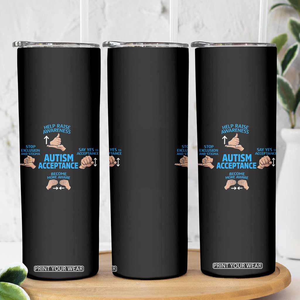 Autism Acceptance Skinny Tumbler Hand Neurodiversity SPED Teacher TS14 Print Your Wear