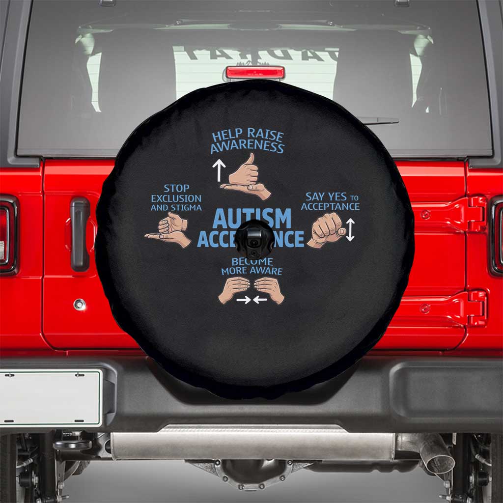 Autism Acceptance Spare Tire Cover Hand Neurodiversity SPED Teacher TS14 Black Print Your Wear