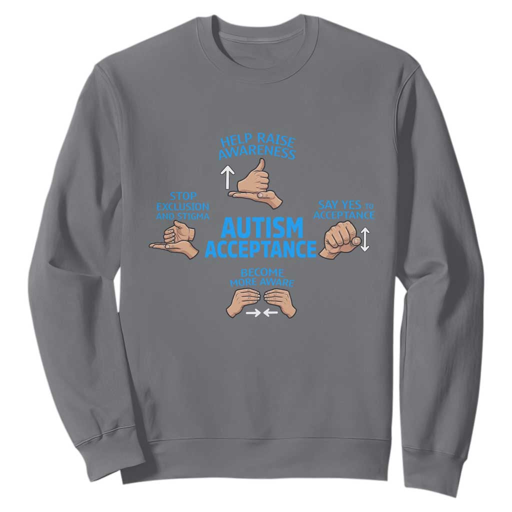 Autism Acceptance Sweatshirt Hand Neurodiversity SPED Teacher TS14 Charcoal Print Your Wear