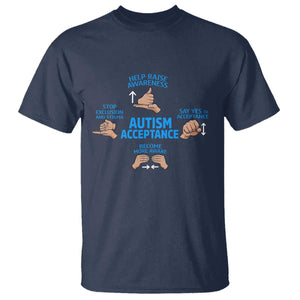 Autism Acceptance T Shirt Hand Neurodiversity SPED Teacher TS14 Navy Print Your Wear