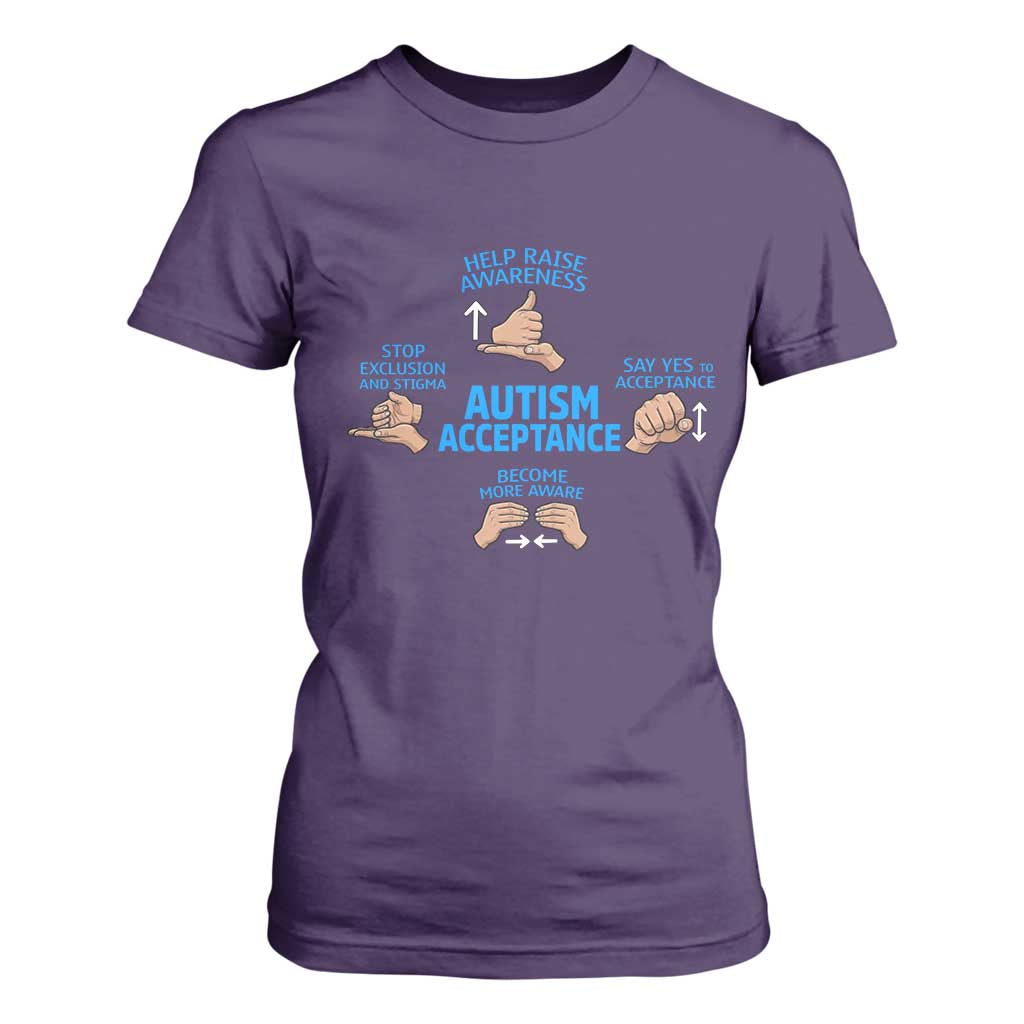 Autism Acceptance T Shirt For Women Hand Neurodiversity SPED Teacher TS14 Purple Print Your Wear