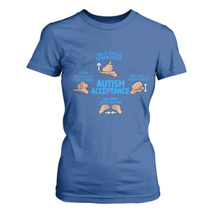 Autism Acceptance T Shirt For Women Hand Neurodiversity SPED Teacher TS14 Royal Blue Print Your Wear