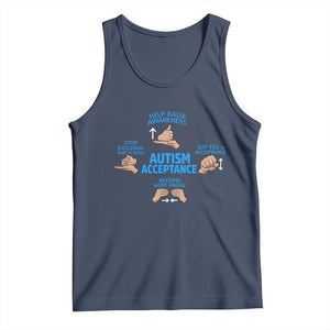 Autism Acceptance Tank Top Hand Neurodiversity SPED Teacher TS14 Navy Print Your Wear