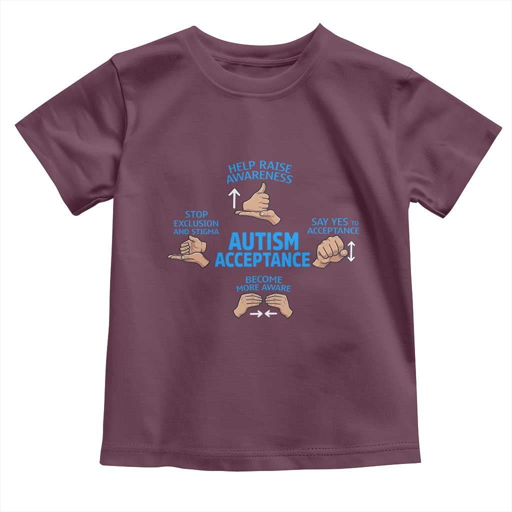Autism Acceptance Toddler T Shirt Hand Neurodiversity SPED Teacher TS14 Maroon Print Your Wear