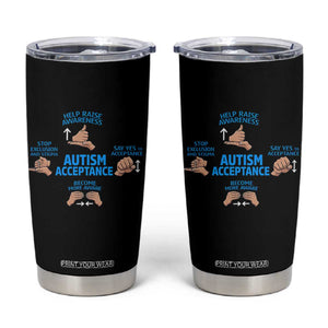 Autism Acceptance Tumbler Cup Hand Neurodiversity SPED Teacher TS14 Black Print Your Wear
