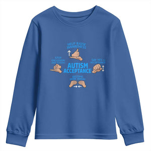 Autism Acceptance Youth Sweatshirt Hand Neurodiversity SPED Teacher TS14 Royal Blue Print Your Wear