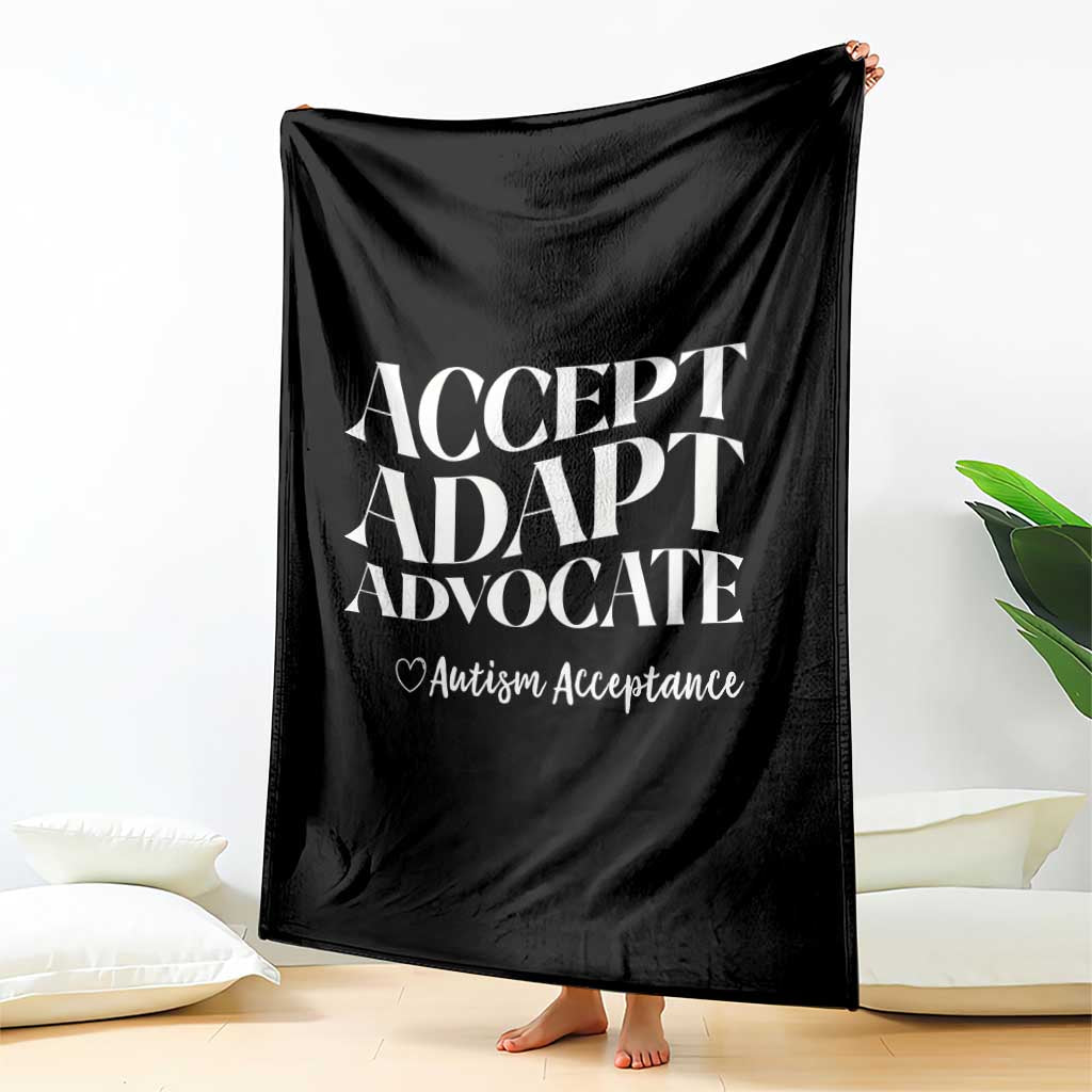 Autism Acceptance Throw Blanket Accept Adapt Advocate TS14 Print Your Wear
